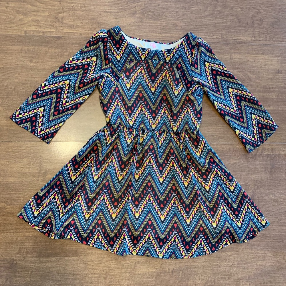 Girls chevron holiday dress